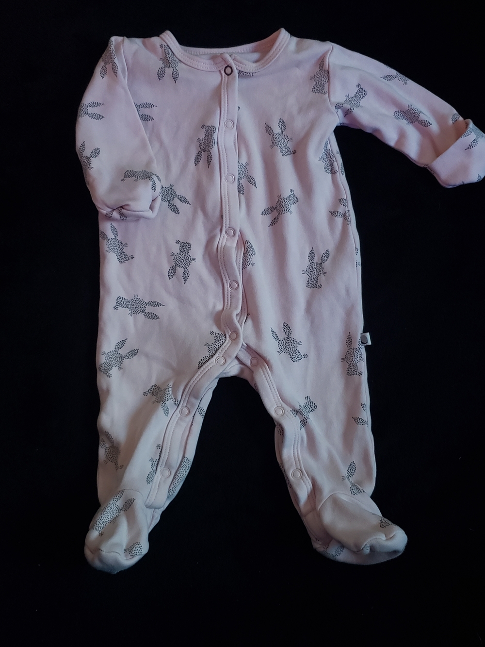 3-Pack Pink Baby Footed Sleepers - Cute Animal Prints 0-3m - Picture 4 of 7